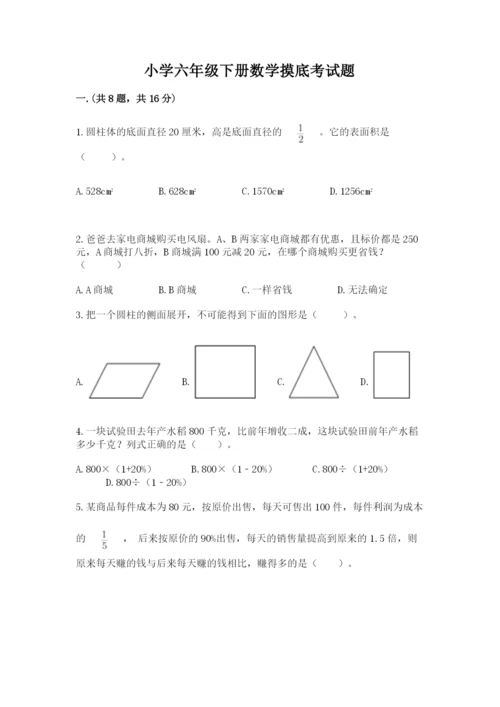 小学六年级下册数学摸底考试题精品【典优】.docx