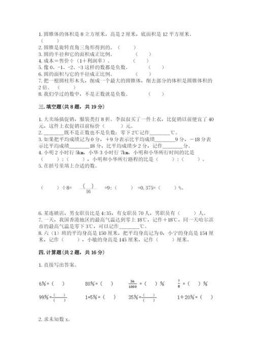 人教版六年级下册数学期末测试卷及参考答案【新】.docx