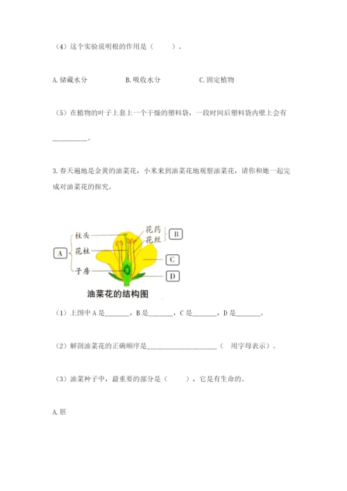 教科版科学四年级下册第一单元《植物的生长变化》测试卷（综合题）.docx