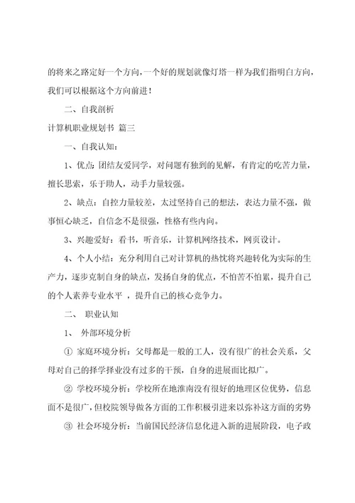 大学生职业生涯规划书计算机（3篇）