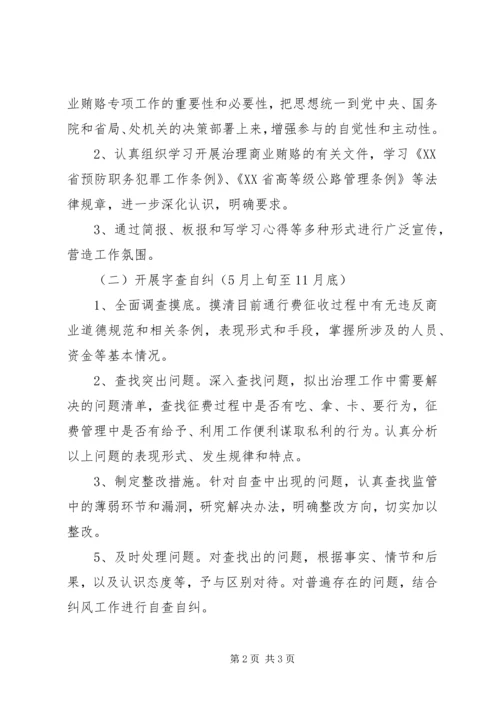 ＸＸ收费站开展治理商业贿赂专项工作实施方案.docx