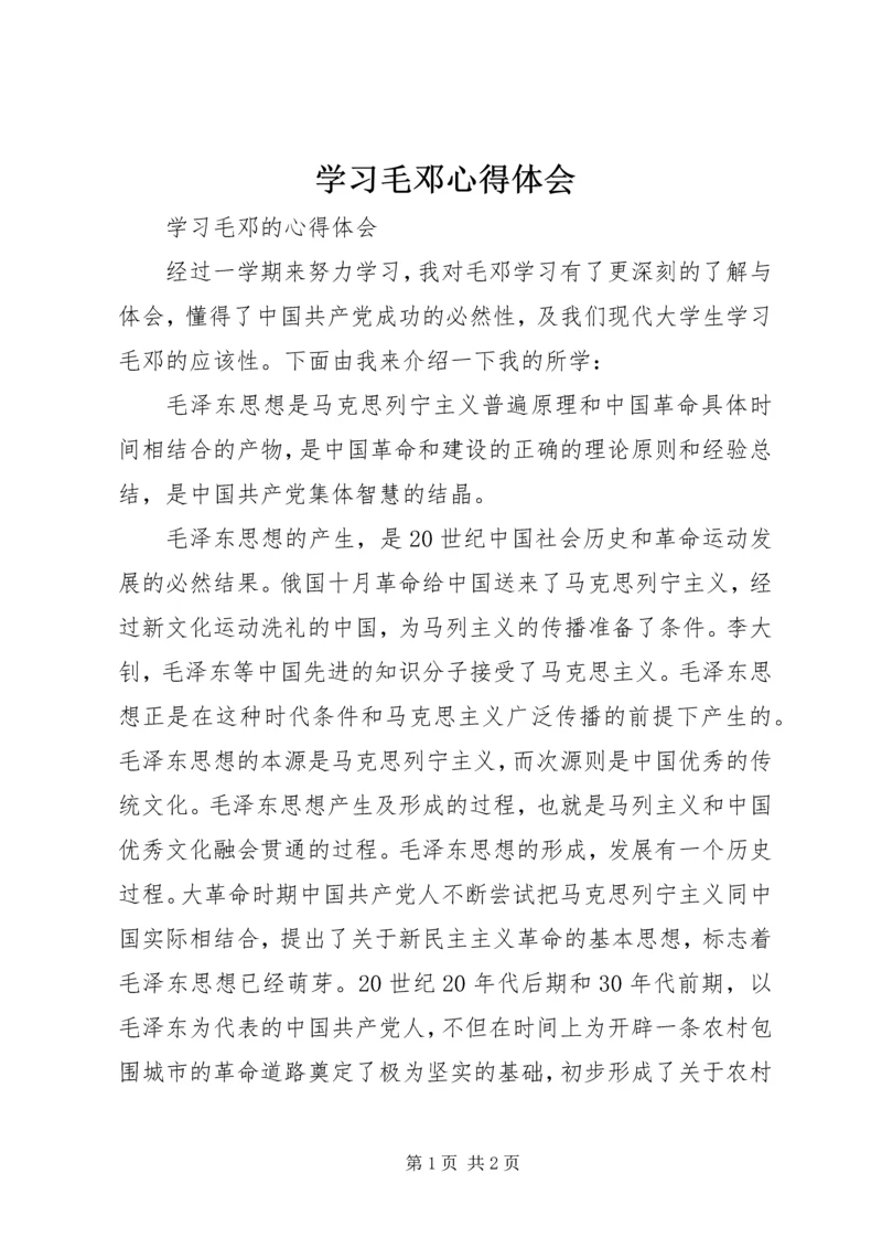 学习毛邓心得体会 (2).docx