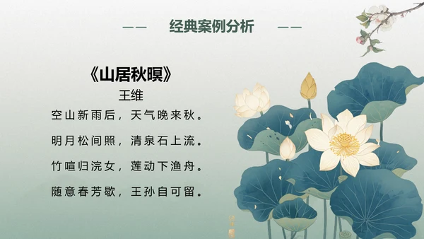 绿色复古风诗歌分享：语言的艺术与美感PPT模板