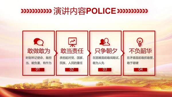 红色大公安民警守纪律讲规矩动态泡腾片模板