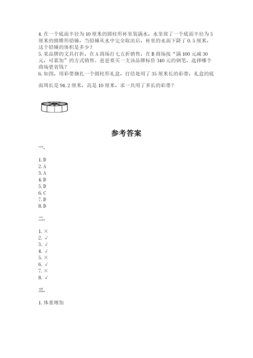 苏教版六年级数学小升初试卷及答案（夺冠系列）.docx