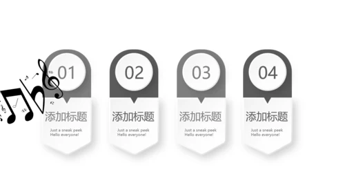 创意手绘吉他音乐教学主题黑白音符动态PPT模板