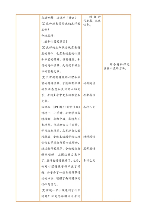 【核心素养】【新教材】10.2 滋养心灵  教案