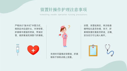 静脉留置针的护理课件蓝色简约医疗器械图标清新留置针护理出现的问题与解决办法ppt