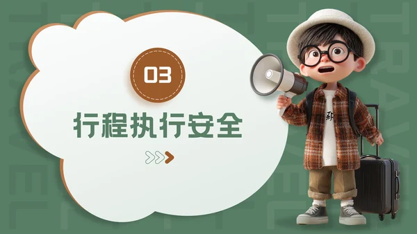 3D风棕绿色暑期旅游计划模板