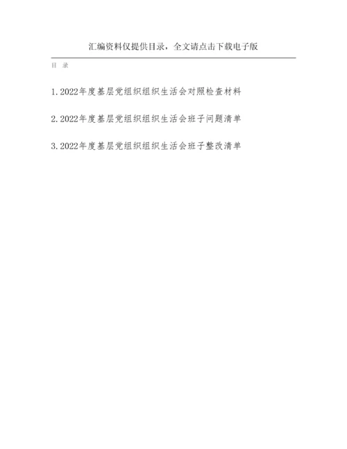 20230321：2023年党支部班子组织生活会对照检查材料和问题清单和整改清单全套.docx