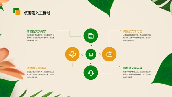 清新植物绿色教学设计述职报告PPT模板