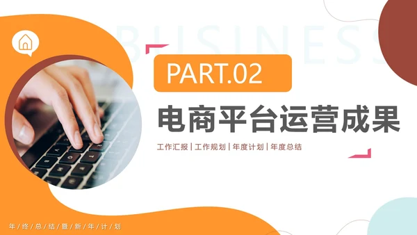 简约时尚轻快电商年终工作总结PPT模板