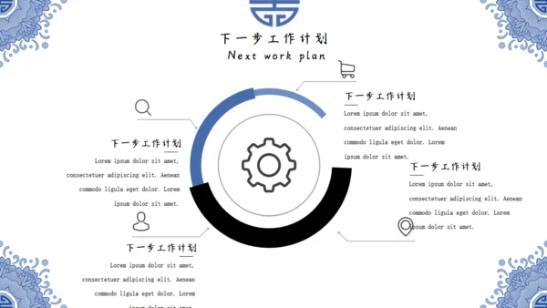 中国风青花纹商务年终总结通用PPT模板