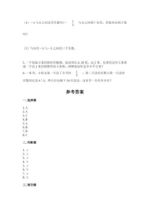 北师大版小学六年级下册数学期末综合素养测试卷附完整答案（夺冠）.docx