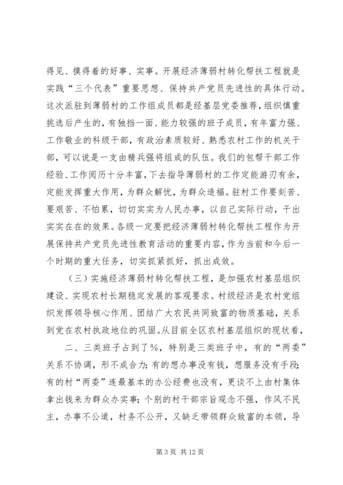 区委书记在全区经济薄弱村转化帮扶工程动员大会上的讲话.docx