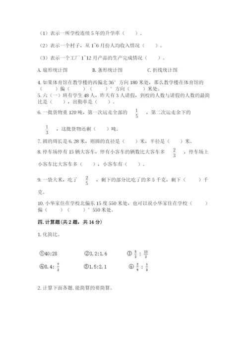 2022年人教版六年级上册数学期末测试卷附答案【满分必刷】.docx