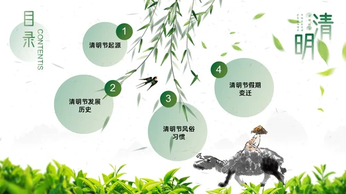 水墨牧童清明节通用PPT模板