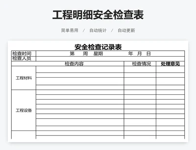 工程明细安全检查表