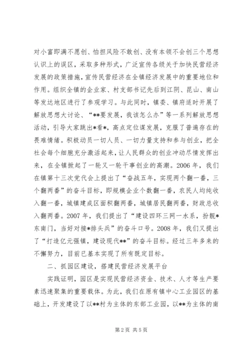 乡镇民营经济工作汇报讲话材料.docx