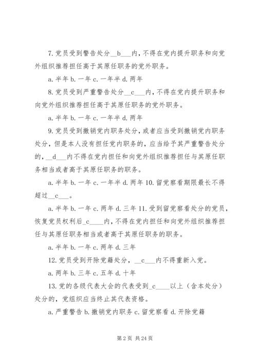 党规党纪知识竞赛参考题库简述题.docx