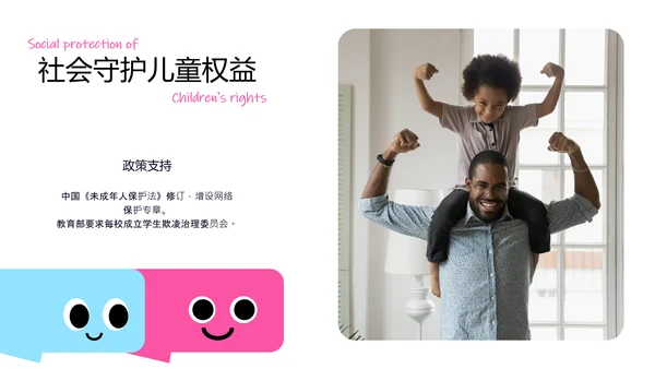 简约卡通多巴胺儿童节介绍PPT模板