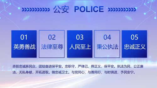 蓝色公安警察党建年终工作汇报PPT