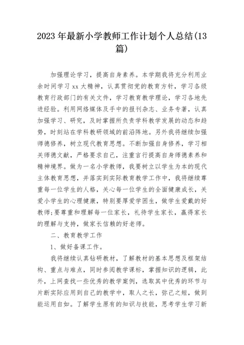 2023年最新小学教师工作计划个人总结(13篇).docx