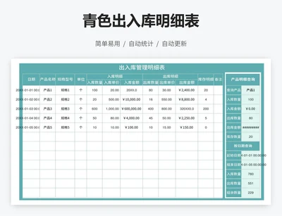 青色出入库明细表