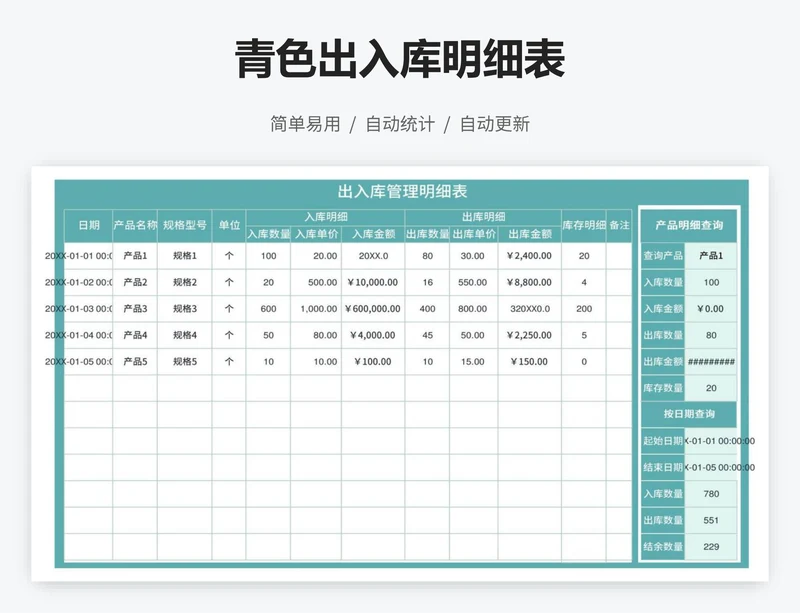 青色出入库明细表