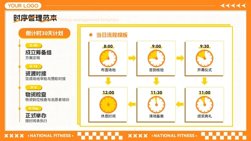 橙黄色卡通风全民健身月-社区活动策划与推广