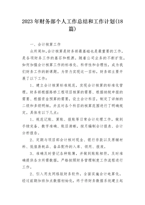 2023年财务部个人工作总结和工作计划(18篇).docx