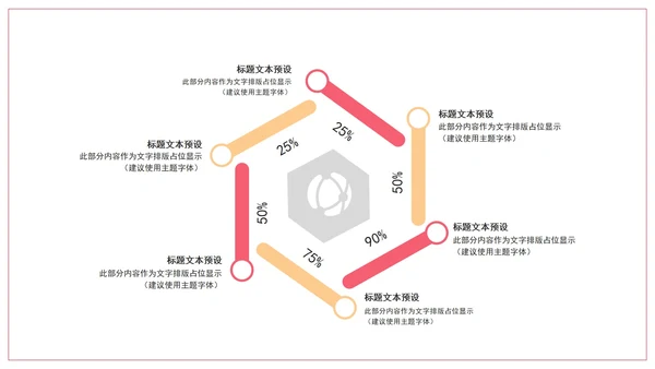 粉色渐变关系图形分布PPT模板