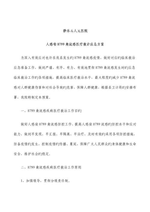 禽流感医疗救治应急方案.docx