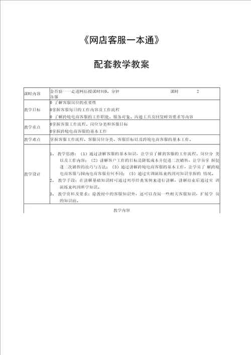 网店客服实战教程教学教案