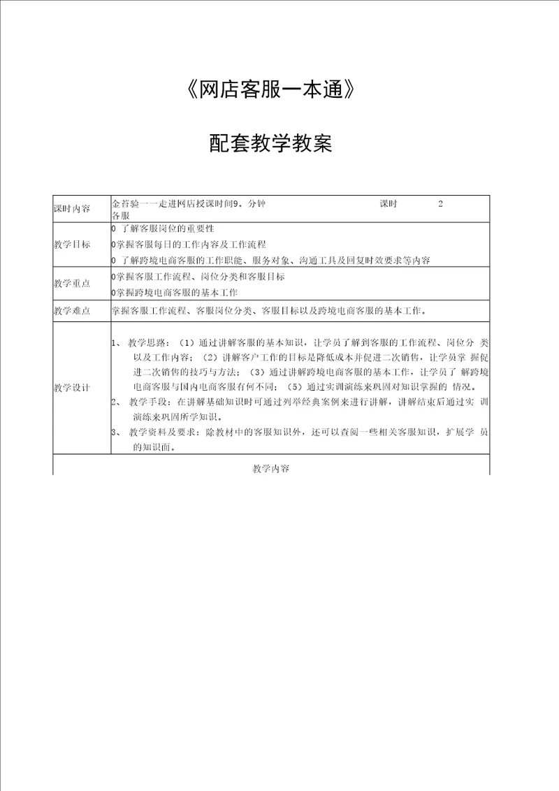 网店客服实战教程教学教案