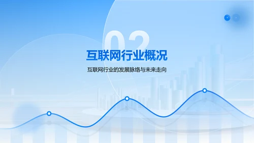 蓝色简约风互联网行业数据可视化报告PPT模板