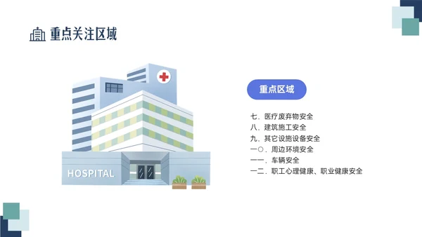 蓝绿色清新简约插画医院安全生产培训PPT课件安全教育