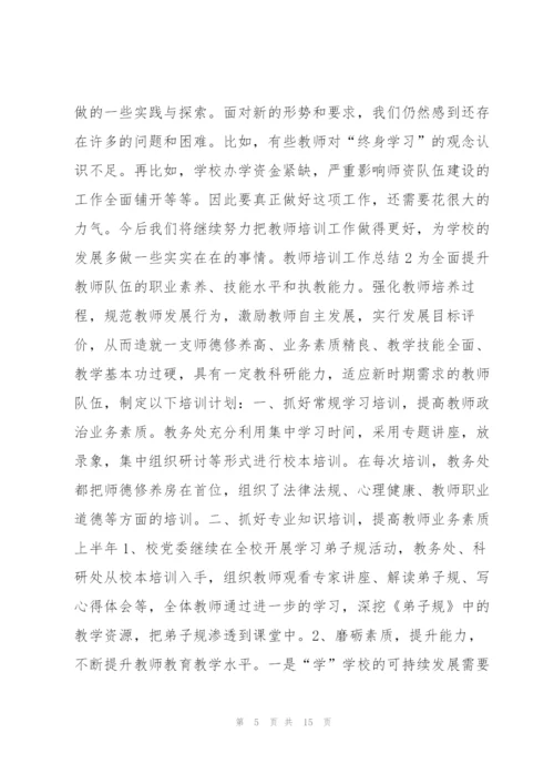 教师培训工作总结模板.docx