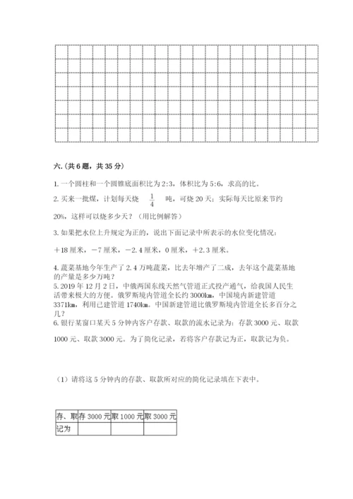 小学六年级数学期末自测题精品（考试直接用）.docx