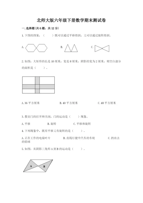 北师大版六年级下册数学期末测试卷及参考答案【黄金题型】.docx