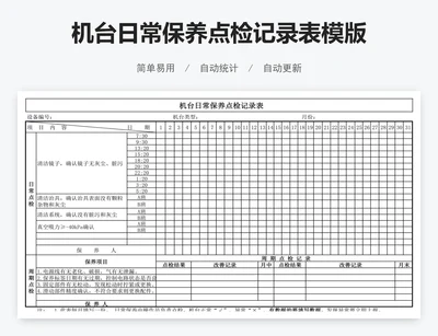 机台日常保养点检记录表模版