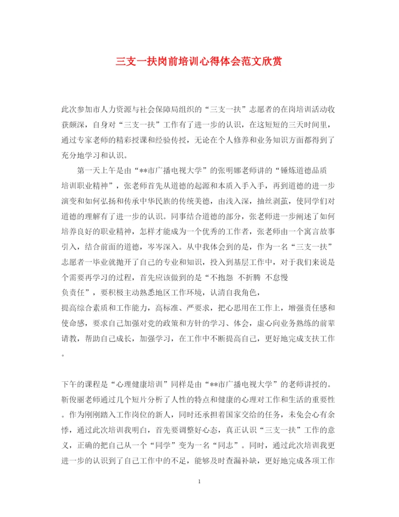 精编三支一扶岗前培训心得体会范文欣赏.docx