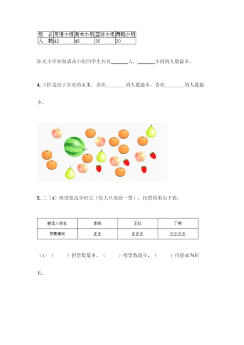 人教版二年级下册数学第一单元-数据收集整理-测试卷及答案【基础+提升】.docx