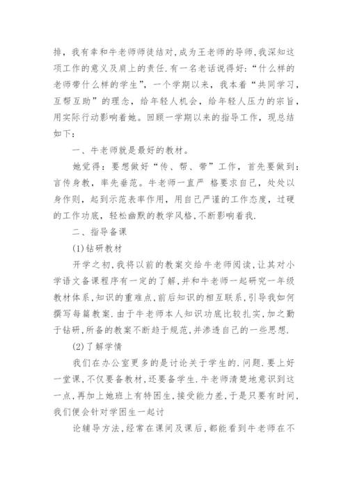 老带新指导教师工作总结.docx
