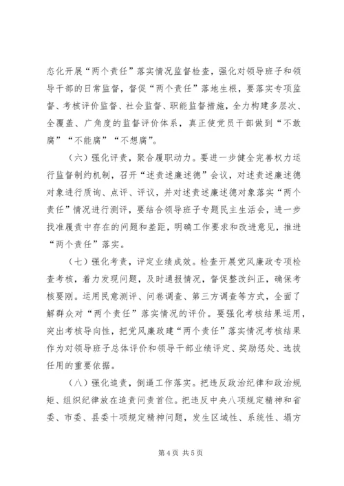 落实XX年党风廉政建设“两个责任”的实施方案.docx