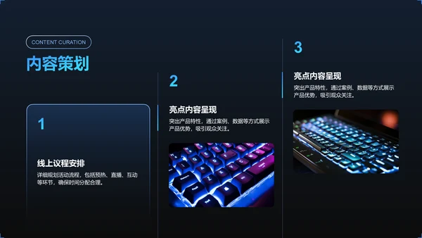 蓝色简约风线上产品发布会活动策划PPT模板