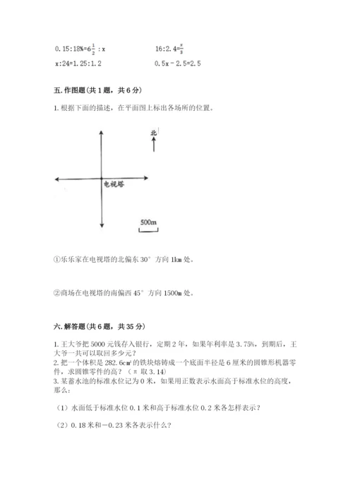 铁法市六年级下册数学期末测试卷（精选题）.docx