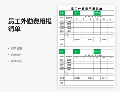 员工外勤费用报销单