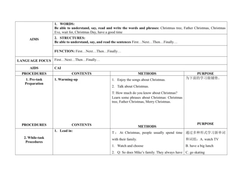 Unit 8 At Christmas 单元整体教案设计（4个课时）