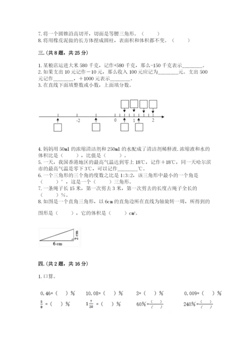 人教版数学六年级下册试题期末模拟检测卷审定版.docx